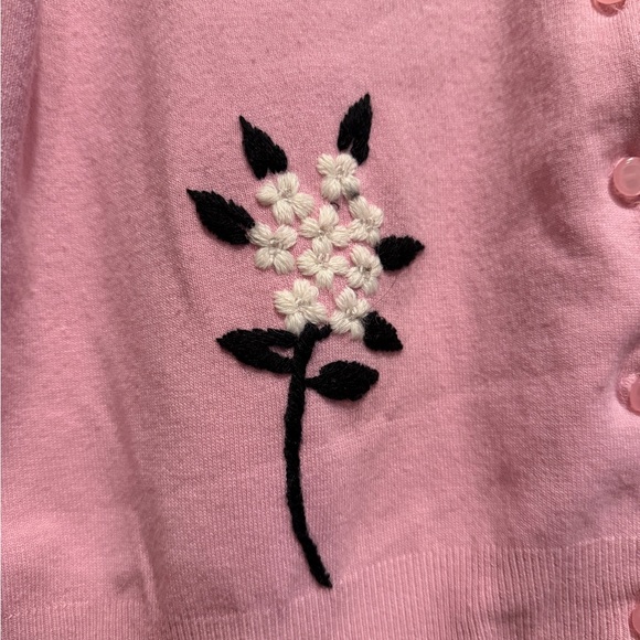 Vintage Pink Floral Embroidered Women's Sweater Unbranded - Picture 2 of 5